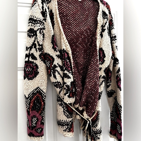 Umgee Knit Cardigan - Cream, Black, and Pink medium - Picture 5 of 9